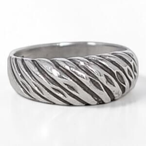 Vintage Sterling Silver Ribbed Stackable Band Ring SIZE 6.5 Marked 925